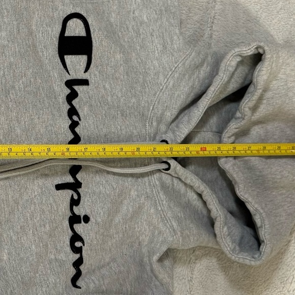 Champion Men’s Super Fleece 2.0 Hoodie in‎ Gray Black Logo Lettering Size XS - Picture 8 of 8